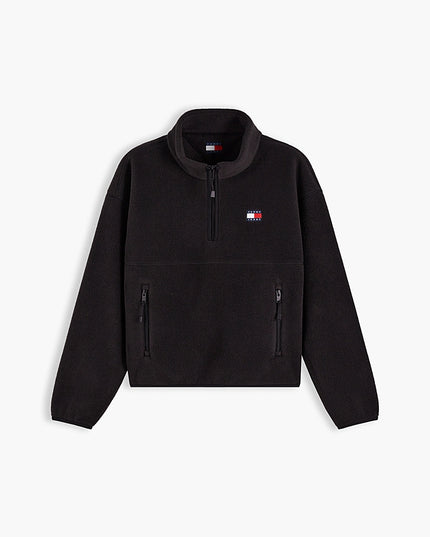 Teddy Badge Quarter Zip Sweatshirt - Black