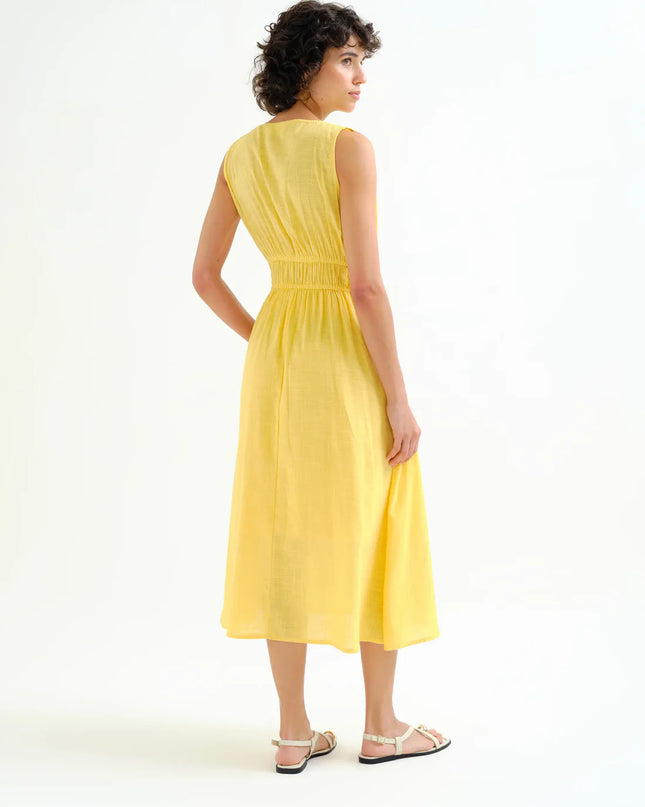 Cotton Midi Dress - Lemon