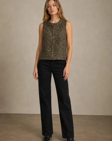 Rosalie Denim Top - Leopard
