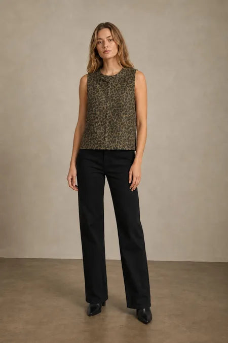 Rosalie Denim Top - Leopard