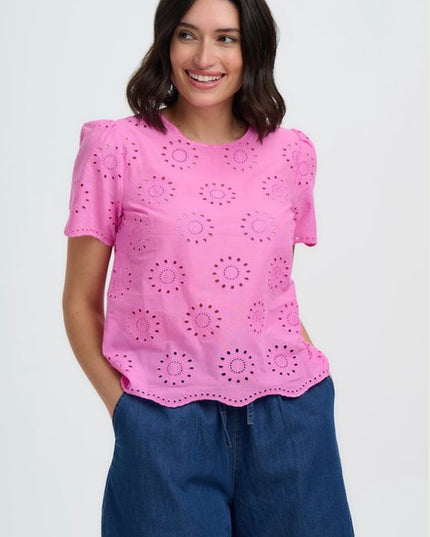 Bonita Broderie Anglaise Top - Pink