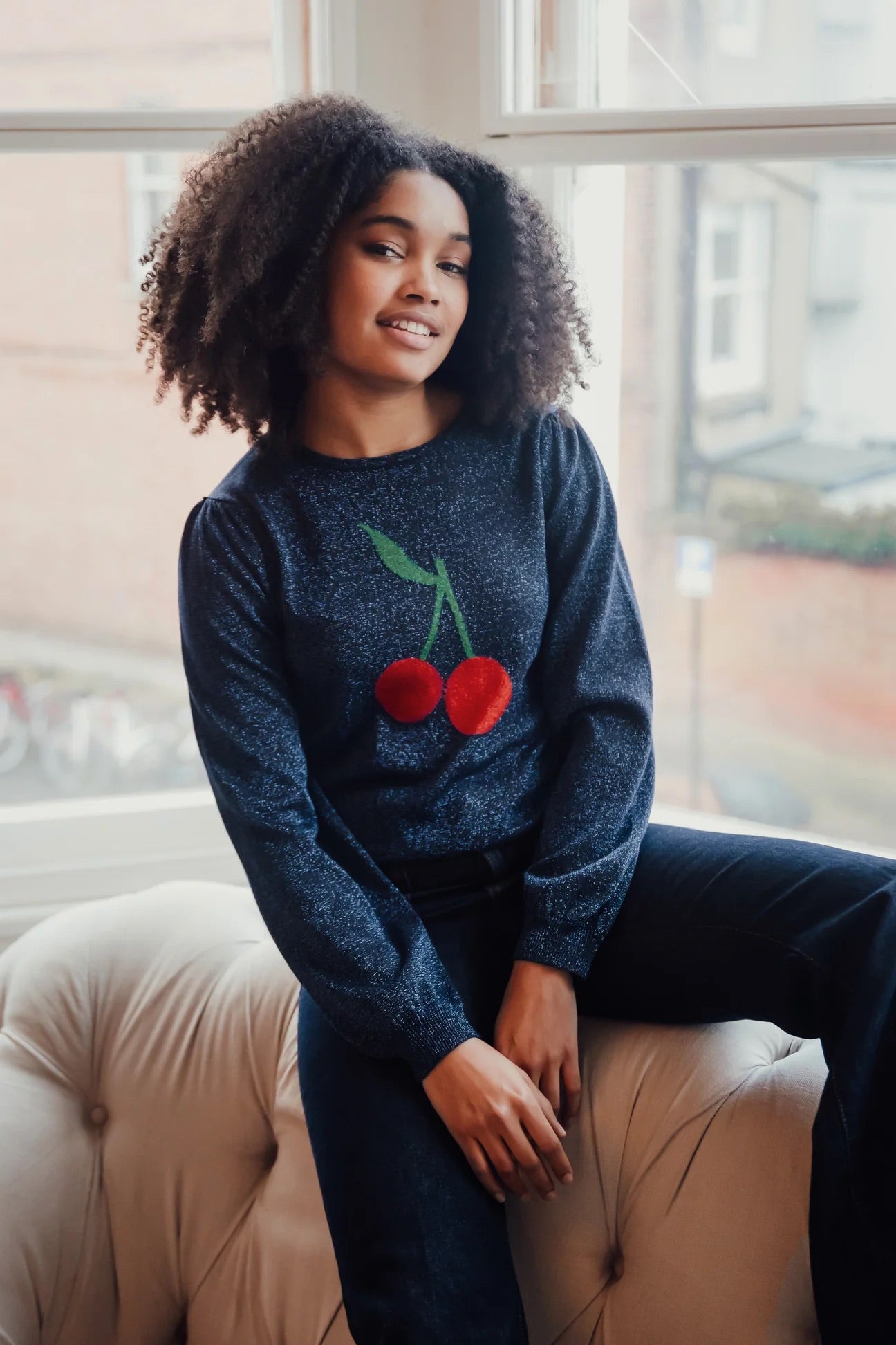 Sugarhill Brighton - Tiff Jumper - Navy, Cherry Good