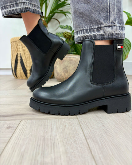 Leather Cleat Chelsea Boots - Black