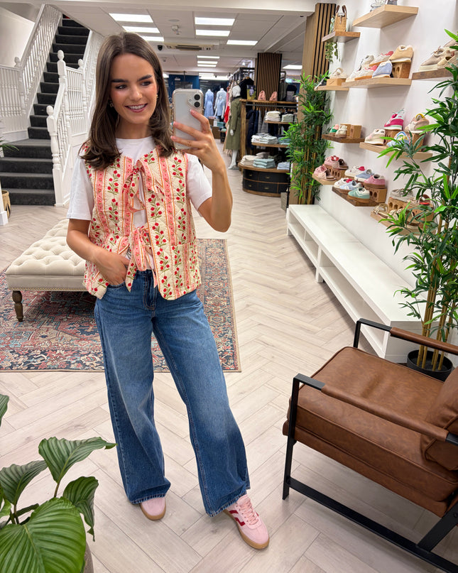 Susie Floral Quilted Tie Front Gilet
