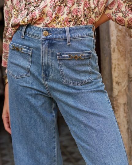 Horsebit Flare Wide Leg Jean