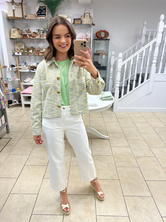 EsQualo - Tweed Fancy Button Jacket - Multi Colour