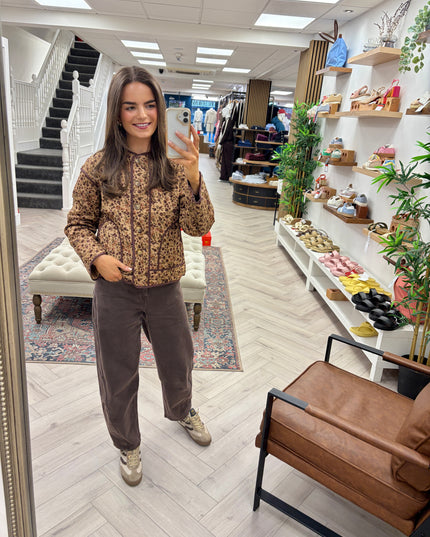 Millie Floral Quilted Jacket - Taupe