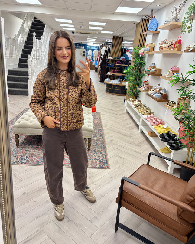 Millie Floral Quilted Jacket - Taupe