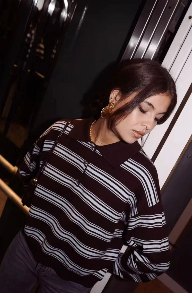 Lucia Striped Contrast Rugby Sweater