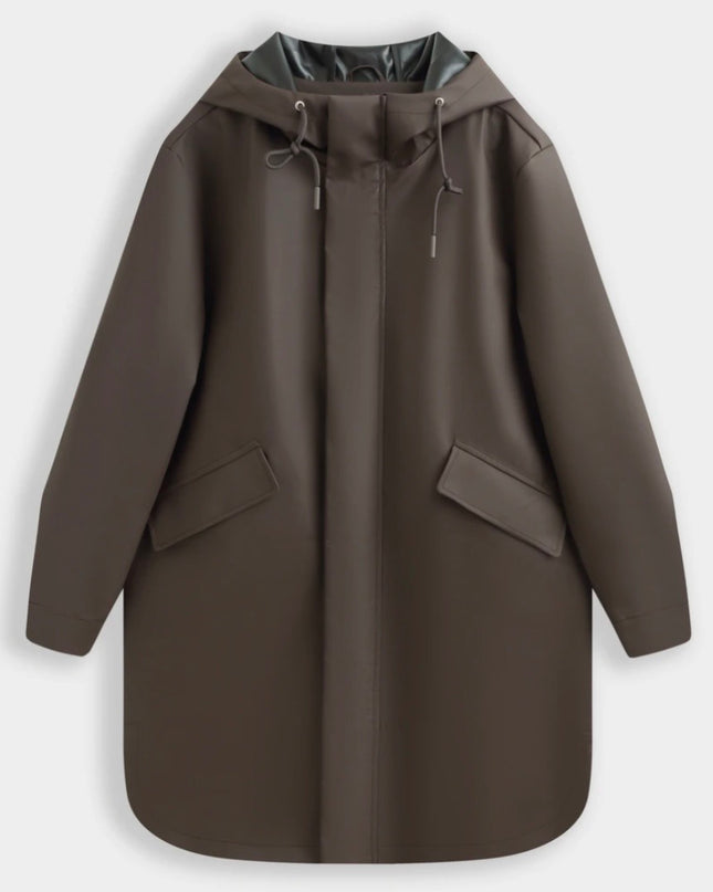 Lucie Midi Waterproof Rain Jacket - Chocolate