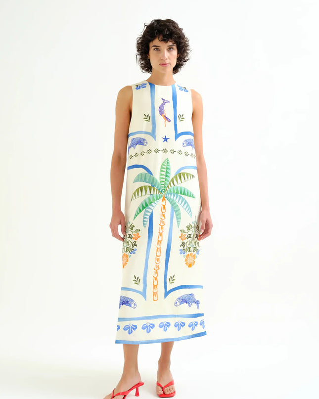Palm & Mermaid Long Shift Dress