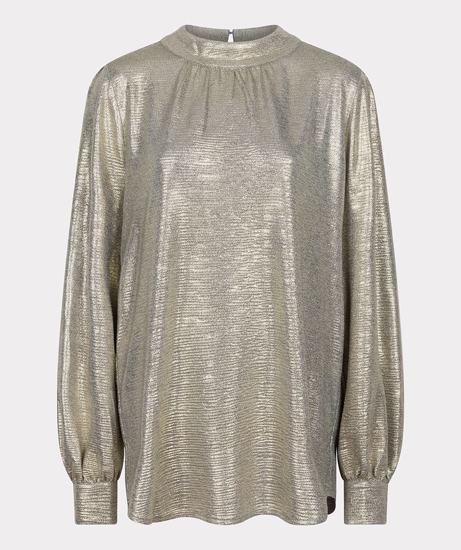 Esqualo - Fancy Foil Plisse Blouse - Green