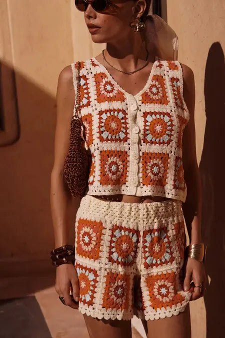 Julie Crochet Shorts - Orange