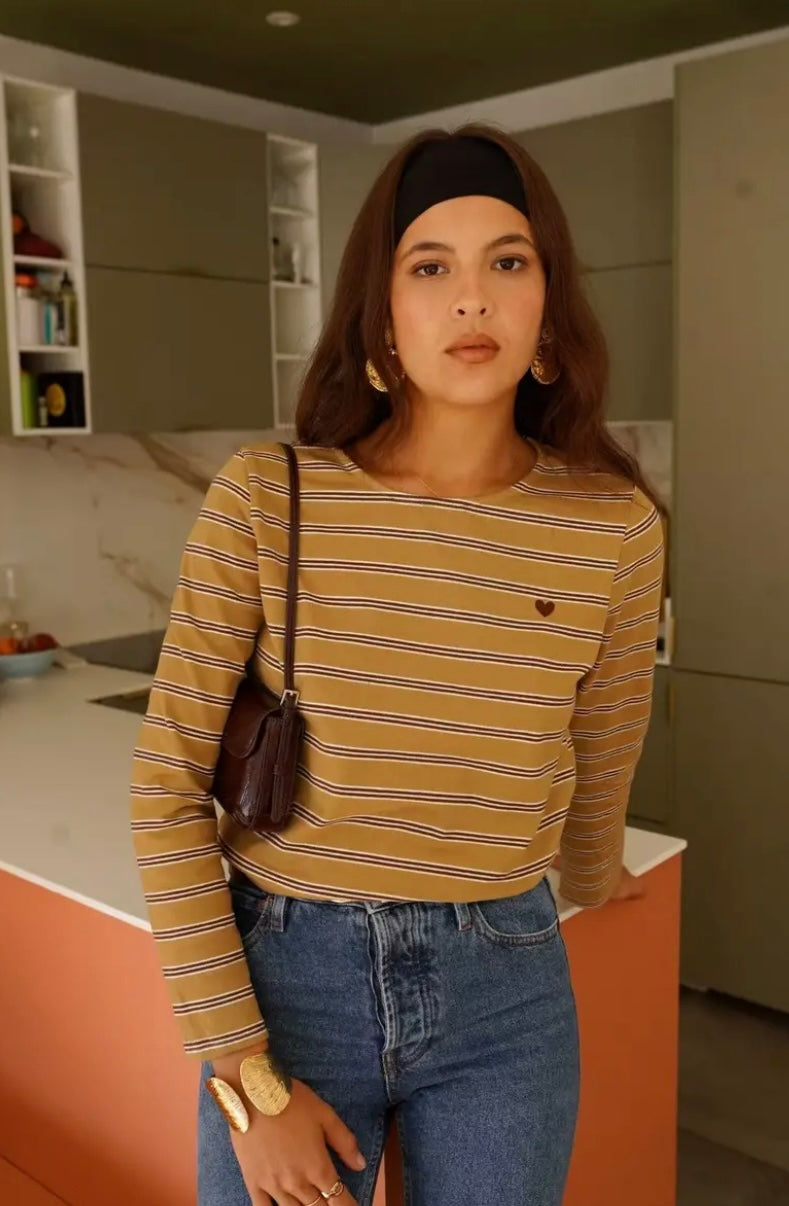 Jen Embroidered Long Sleeve Top - Mustard