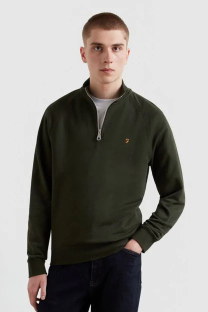 Jim Organic Cotton Quarter Zip Sweatshirt In Evergreen