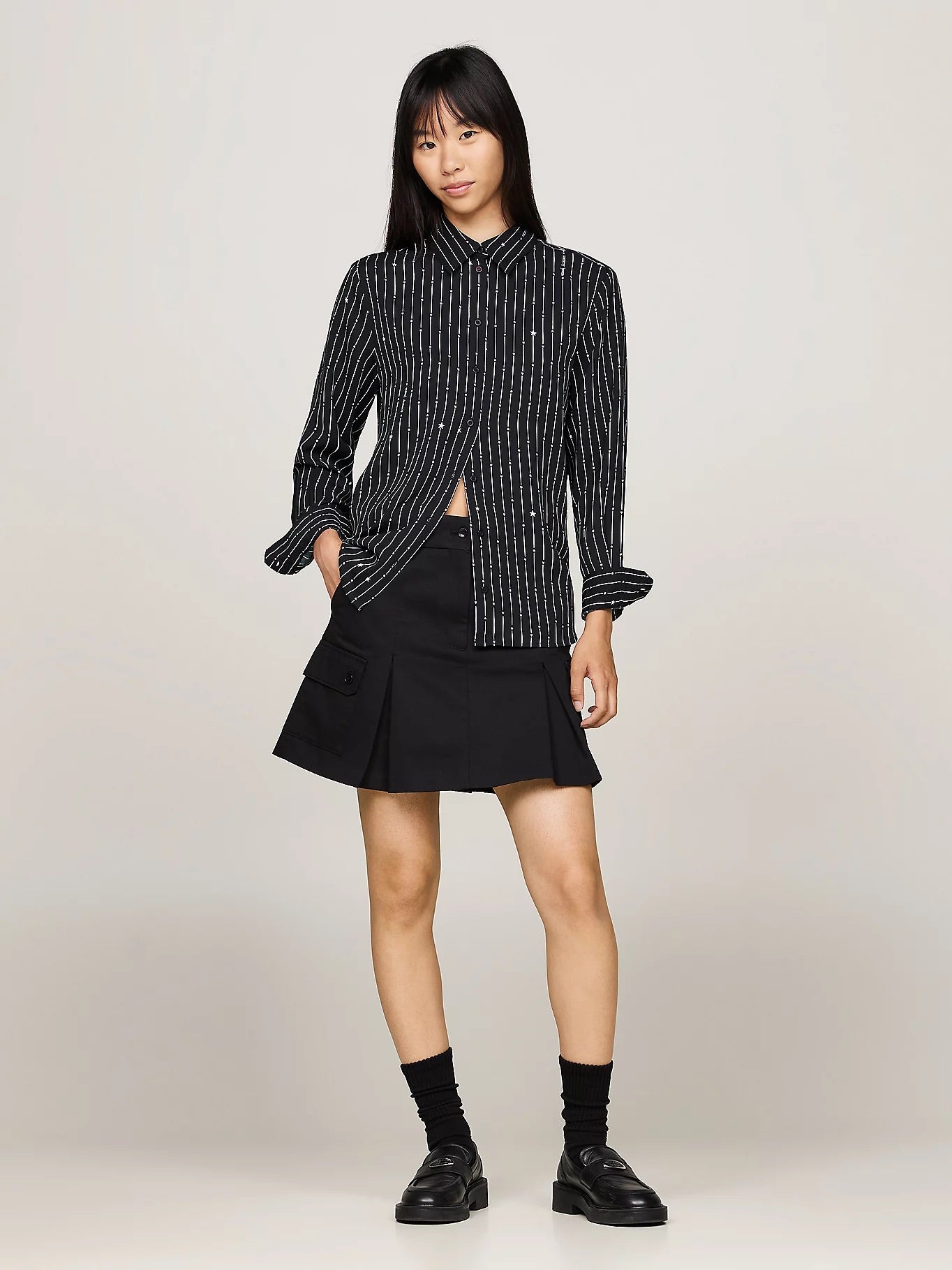 Tommy Jeans - Star Stripe Print Relaxed Shirt - Black Mountain Stardust