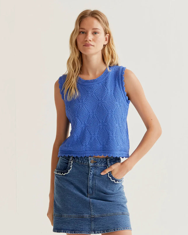 Lacie Knit Tank Top - Blue