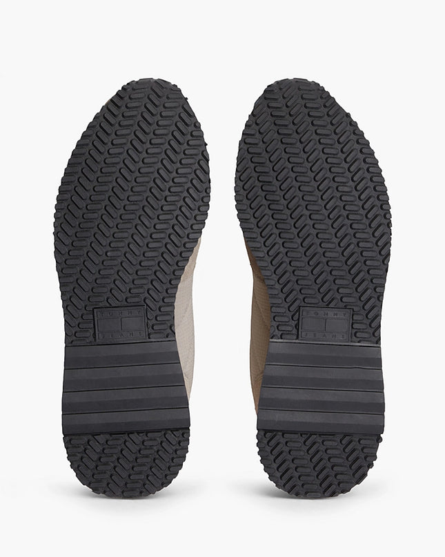 Suede Mixed Texture Trainer - Taupe Clay/Pewter Green