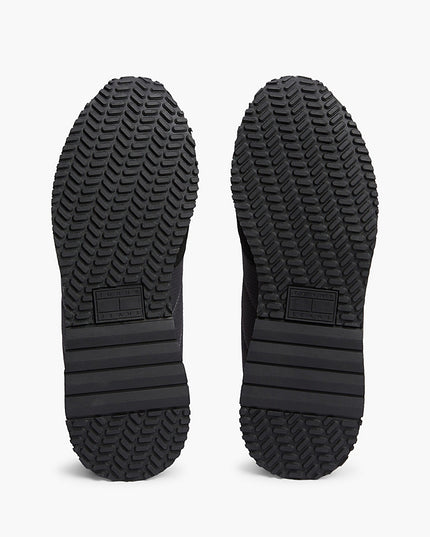 Suede Mixed Texture Trainers - Washed Black/Stratus Grey