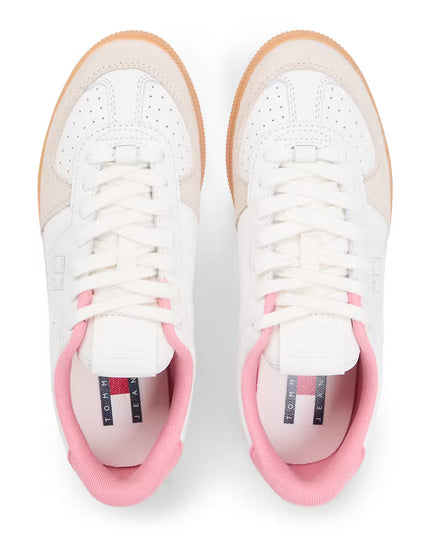 Greenwich Tonal Edge Leather Sneaker- Ivory/Enchanted Pink
