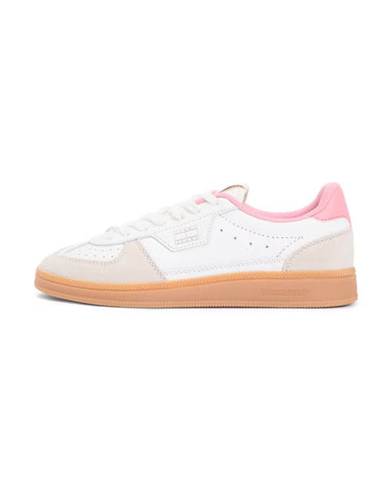 Greenwich Tonal Edge Leather Sneaker- Ivory/Enchanted Pink