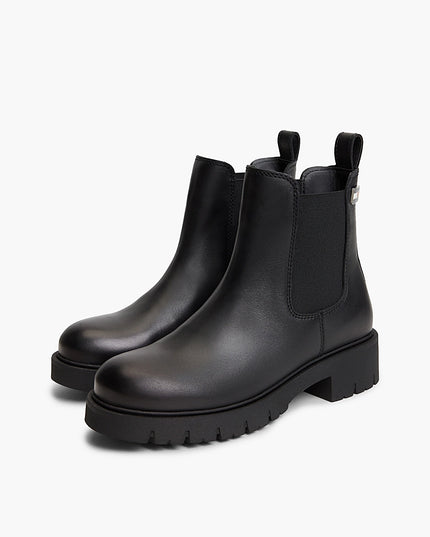 Leather Cleat Chelsea Boots - Black