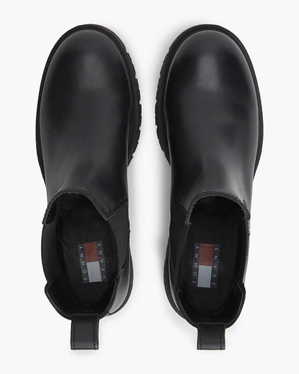 Leather Cleat Chelsea Boots - Black
