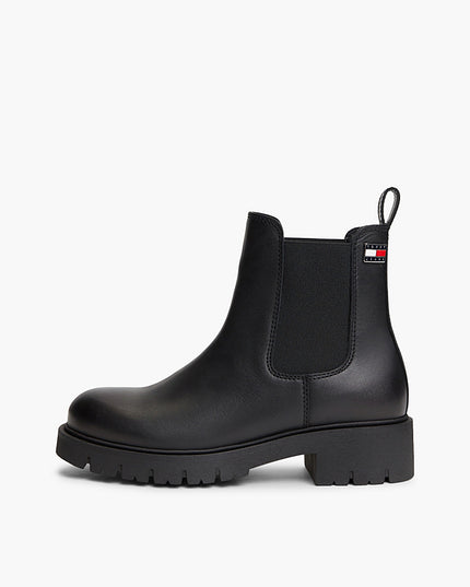 Leather Cleat Chelsea Boots - Black