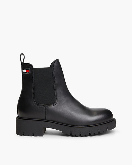 Leather Cleat Chelsea Boots - Black