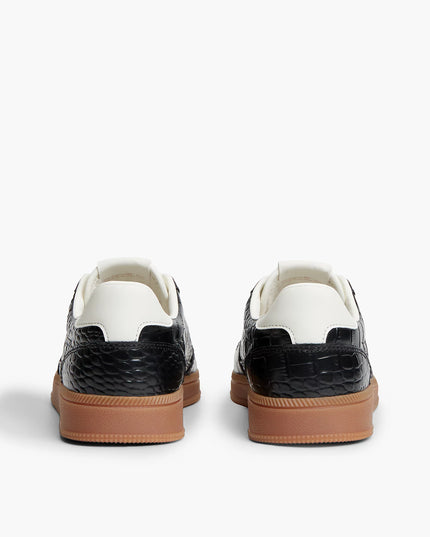The Greenwich Croco-Print Leather Trainers - Black