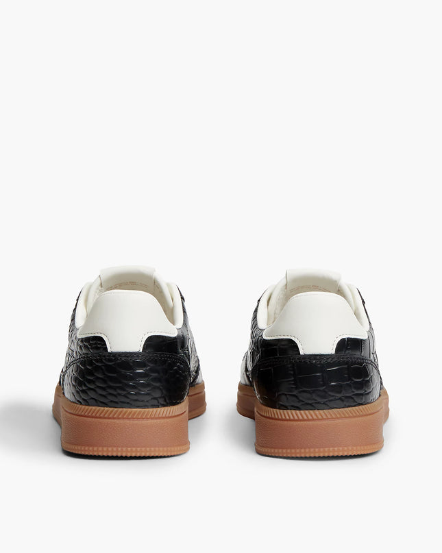 The Greenwich Croco-Print Leather Trainers - Black