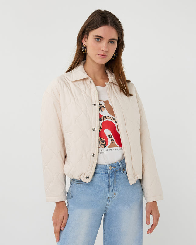 EsQualo Short Quilted Jacket - Light Sand