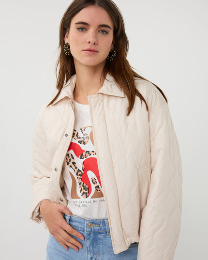 EsQualo Short Quilted Jacket - Light Sand
