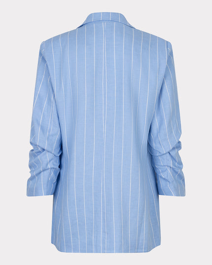 EsQualo Linen Blend Pinstripe Blazer - Pacific Blue