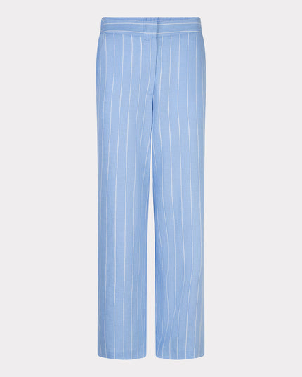 EsQualo Linen Blend Pinstripe Trousers - Pacific Blue