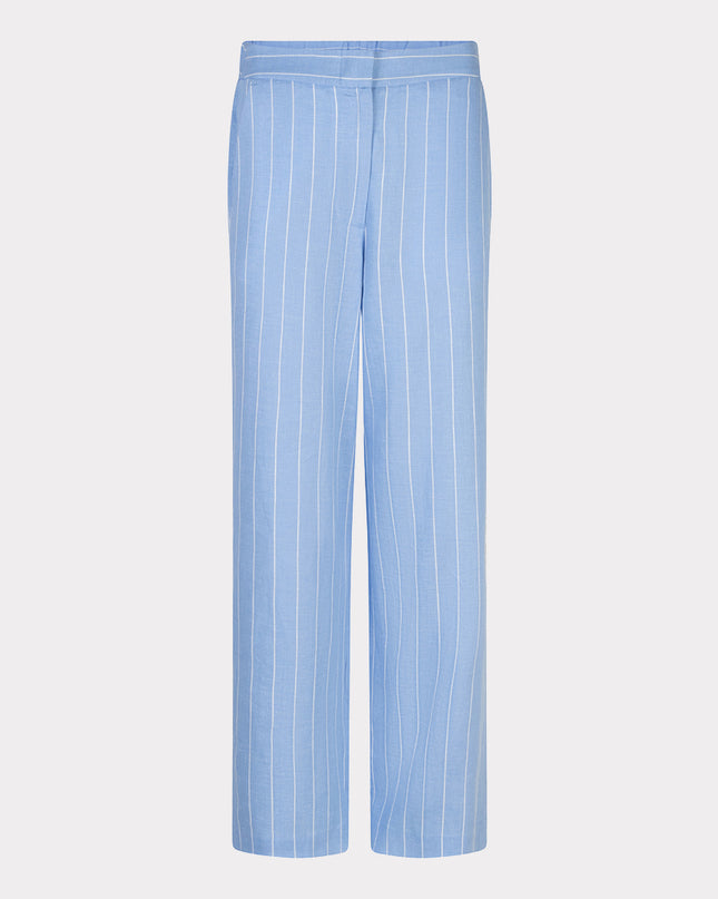 EsQualo Linen Blend Pinstripe Trousers - Pacific Blue