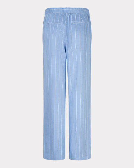 EsQualo Linen Blend Pinstripe Trousers - Pacific Blue