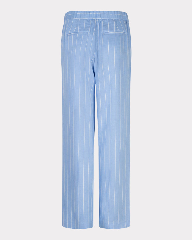 EsQualo Linen Blend Pinstripe Trousers - Pacific Blue