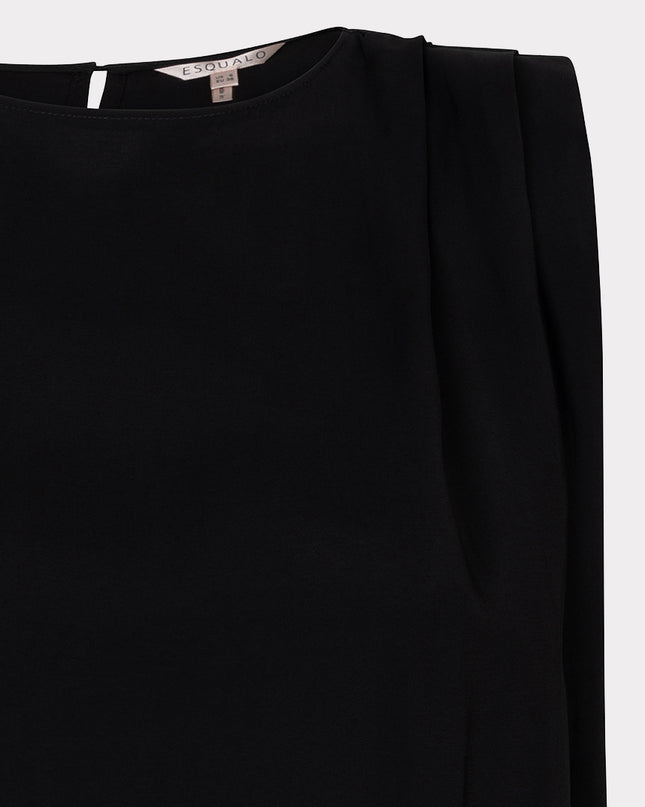 EsQualo Crinkle Modal Top - Black