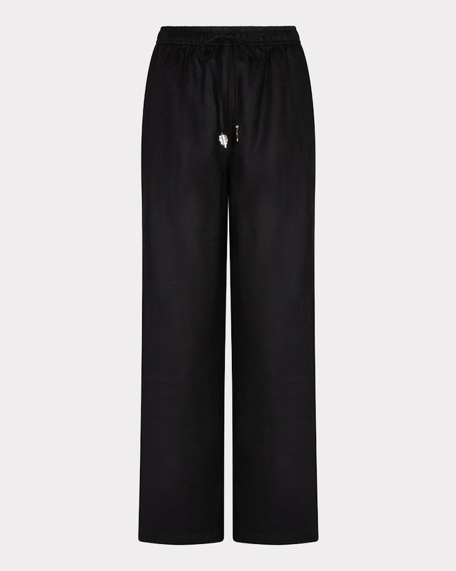 EsQualo Linen Trouser - Black
