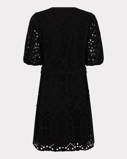 EsQualo Broderie Anglaise Belted Dress - Black