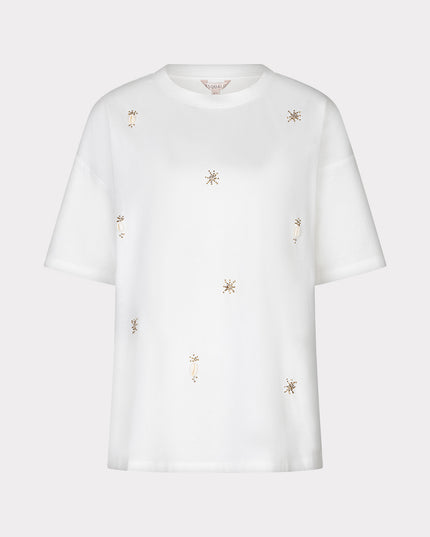 EsQualo Embellished Cotton T-Shirt - White