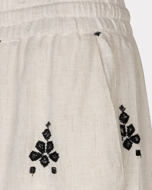 EsQualo Embroidered Straight Trouser - Natural