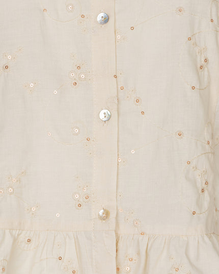 EsQualo Embroidered Sequin Sleeveless Top - Light Sand