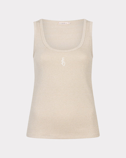 EsQualo Ribbed Singlet - Light Sand