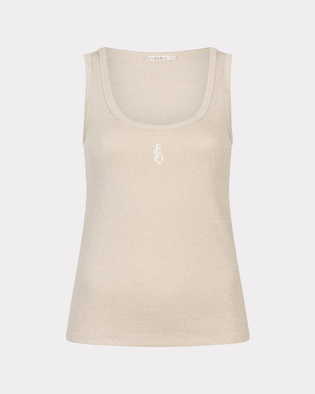 EsQualo Ribbed Singlet - Light Sand