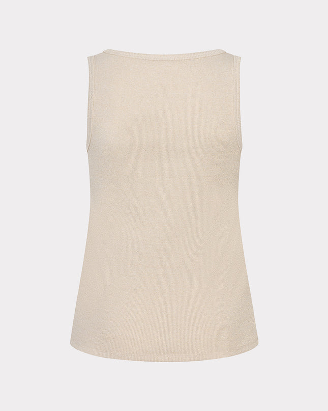 EsQualo Ribbed Singlet - Light Sand