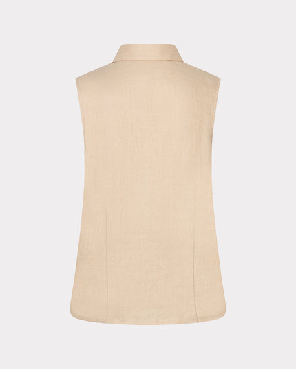 EsQualo Sleeveless Linen Top - Sand
