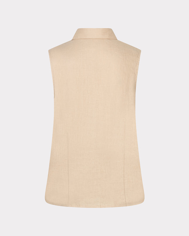EsQualo Sleeveless Linen Top - Sand