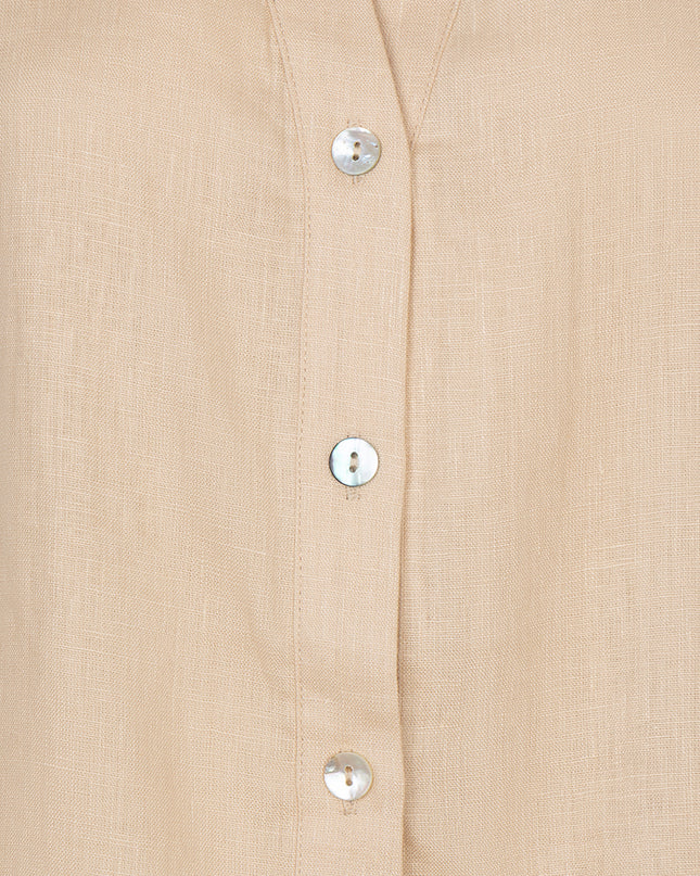 EsQualo Sleeveless Linen Top - Sand